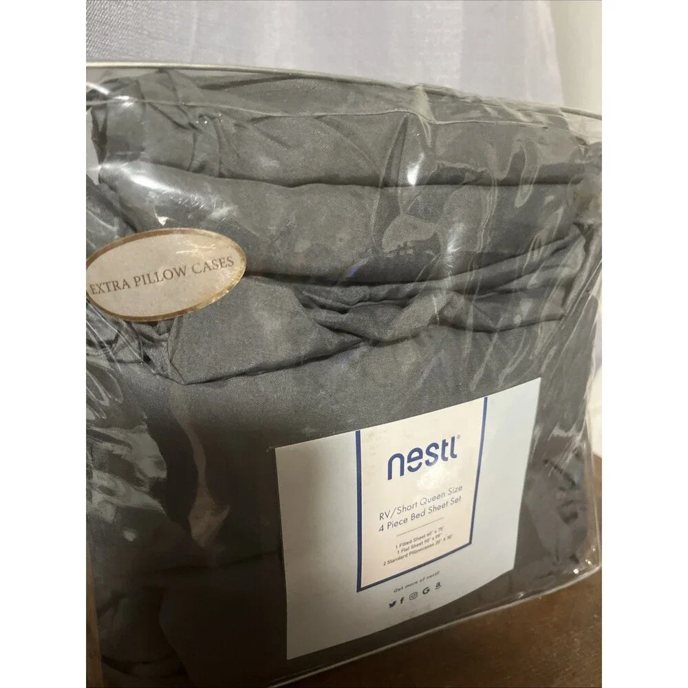 Nestl Microfiber RV Short Queen Size 6 Piece Bed Sheet Set -Dark Grey